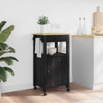 vidaXL Keuken Trolley MONZA Zwart 48 x 40 x 88,5 cm Massief, Verzenden, Nieuw