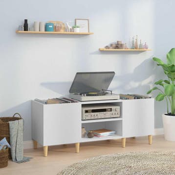 vidaXL Platenkast 121x38x48 cm bewerkt hout wit, Huis en Inrichting, Verzenden, Nieuw