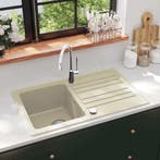 vidaXL Gootsteen enkele bak graniet beige, Verzenden, Nieuw