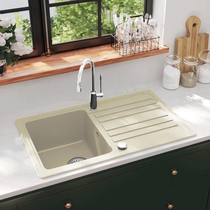 vidaXL Gootsteen enkele bak graniet beige, Maison & Meubles, Cuisine | Éléments de cuisine, Envoi