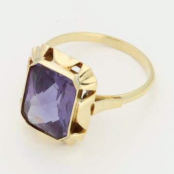 Bague - 14 carats Or jaune - Saffier, Nieuw