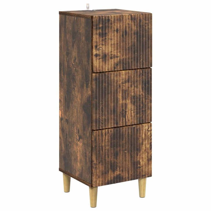 vidaXL Ladekast Gerookt eiken 33 x 34,5 x 90 cm Bewerkt hout, Huis en Inrichting, Kasten | Overige, Nieuw, Verzenden