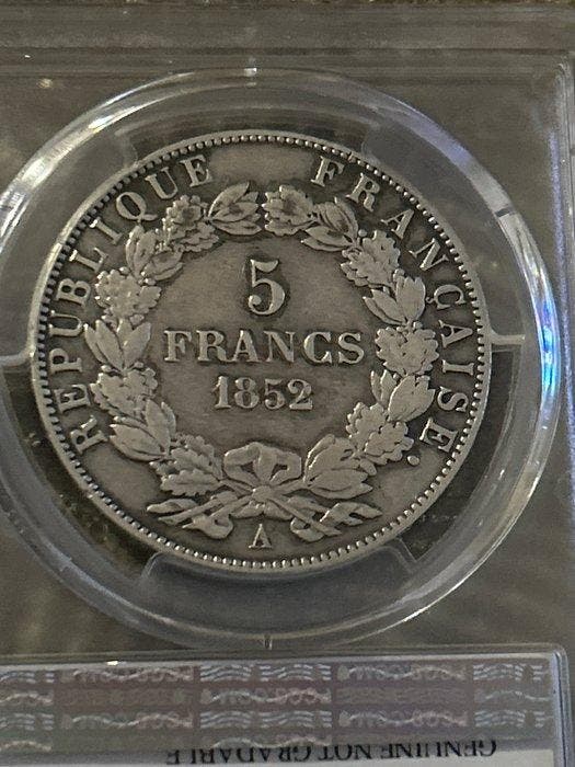 Frankrijk. 5 Francs 1852-A Louis-Napoleon Bonaparte (Zonder, Postzegels en Munten, Munten | Europa | Niet-Euromunten