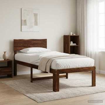 vidaXL Eenpersoonsbed met hoofdbord ROSTOCK Donkerbruin 80 x, Verzenden, Nieuw