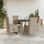 vidaXL 5-delige Tuinset met kussens poly rattan beige, Verzenden, Nieuw, Tuinset
