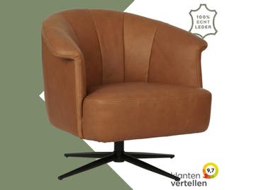 Leren draaifauteuil Embrace - Rancho Cognac (cognac) -, Eigentijds, Klassiek, Modern, Romantisch, Nieuw, Ophalen of Verzenden