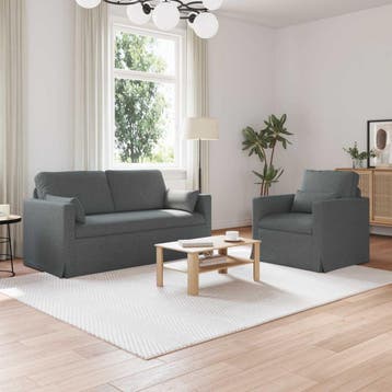 vidaXL bank / zetelstel 2 st Donkergrijs Stof, Huis en Inrichting, Verzenden, Nieuw