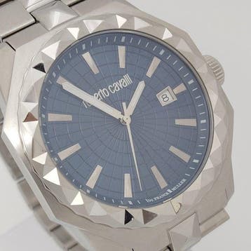Roberto Cavalli - Pyramid-Stud Blue Dial Date - Zonder, Nieuw