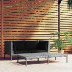 vidaXL 3-delige Loungeset halfrond poly rattan donkergrijs, Verzenden, Nieuw