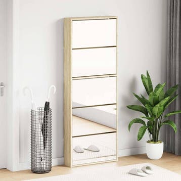 vidaXL Schoenenkast met 5 spiegels 63x17x169,5 cm eikenhout, Verzenden, Nieuw
