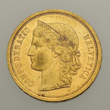 Suisse. 20 Francs 1886 Helvetia