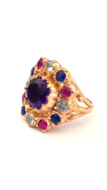 Zonder minimumprijs - Ring - 9 kt. Roségoud, Zilver Spinel, Nieuw