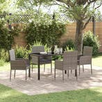 vidaXL Tuin Eettafel Set met kussen 5 pcs Grijs poly rattan, Verzenden, Nieuw