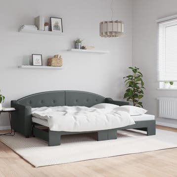 vidaXL Slaapbank met onderschuifbed 80x200 cm stof, Verzenden