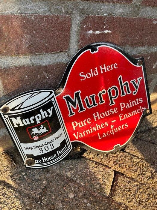 Murphy Pure House Paints – Vintage contour reclamebord -, Antiek en Kunst, Antiek | Wandborden en Tegels