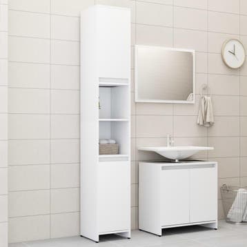 vidaXL 3-delige Badkamermeubelset bewerkt hout wit, Verzenden, Nieuw