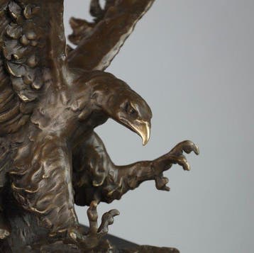 Statue, XL Exclusief bronzen sculptuur van een adelaar 52 cm