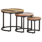 vidaXL Bijzettafel 3 st massief gerecycled hout, Verzenden, Nieuw