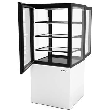 Neutrale Vitrine | INTEGRA | Wit/Zwart | 4 Niveaus |, Verzenden