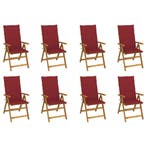 vidaXL Tuinstoelen 8 st inklapbaar met kussens massief, Verzenden, Nieuw