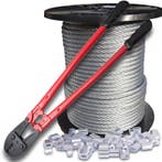 Staalkabel 6 mm 100 meter op katrol met tang en klemmen, Verzenden