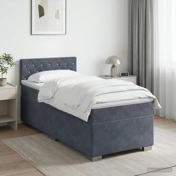 vidaXL Boxspringbed met matras en LED Donkergrijs 90 x 200, Verzenden
