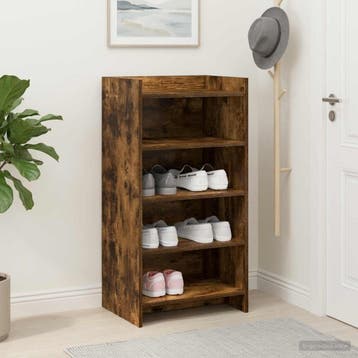 vidaXL Schoenenkast Gerookt eiken 48 x 36 x 92 cm Bewerkt, Verzenden