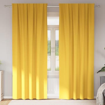 vidaXL Blackout Gordijnen met Ringen 2 st Mosterdgeel 260 x, Huis en Inrichting, Verzenden, Nieuw