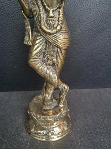 Heer Krishna die fluit speelt, 25 cm - Messing - Eind 20e, Antiek en Kunst