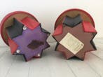 Tabouret - Bois, Cuir synthétique - Deux tabourets vintage