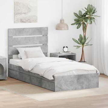vidaXL Opbergbed met lade Beton Grijs 90 x 190 cm Bewerkt, Verzenden, Nieuw
