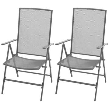 vidaXL Stapelbare klapstoelen (2 stuks) in staalgrijs, Verzenden