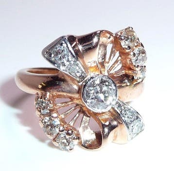 Ring - 14 karaat Roségoud, Witgoud - 0.65ct. tw. Diamant, Nieuw