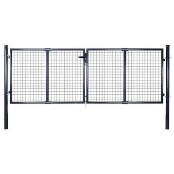 vidaXL Tuinhek van gaas gegalvaniseerd staal 300x75 cm grijs, Verzenden