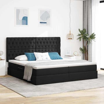vidaXL Opslag bed met matras met hoofdeinde Zwart 200 x 200, Huis en Inrichting, Verzenden, Nieuw