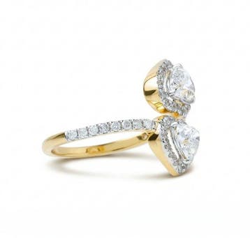 Statement ring - 14 karaat Geel goud - 1.48ct. tw. Diamant