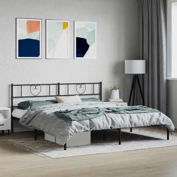 vidaXL Bedframe met hoofdbord metaal zwart 180x200 cm, Verzenden, Nieuw