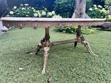 Table basse - Marbre, Bronze doré - Rétro Hollywood Regency, Nieuw