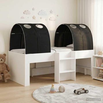 vidaXL Bed met Tunnel 3 st Wit en zwart Bewerkt hout, Verzenden