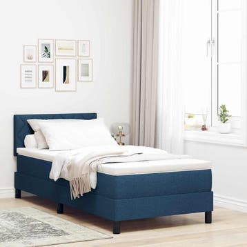 vidaXL Boxspring bed met LED-stripverlichting Blauw 90 x 190, Verzenden