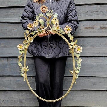 Lijst - Smeedijzer - Groot tole bloemframe, Antiquités & Art