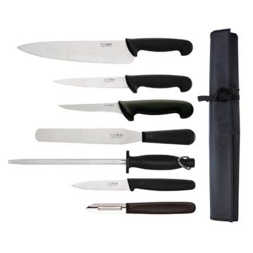 Messenset | RVS | Zwart | 7 Stuks | Incl. Foudraal Hygiplas, Verzenden, Nieuw in verpakking