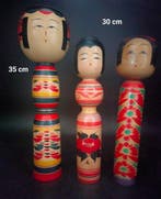 Beeldje (9) - Negen traditionele kokeshi in verschillende, Antiek en Kunst