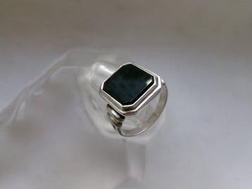 Zilver, Onyx - Ring - Art Deco Signet