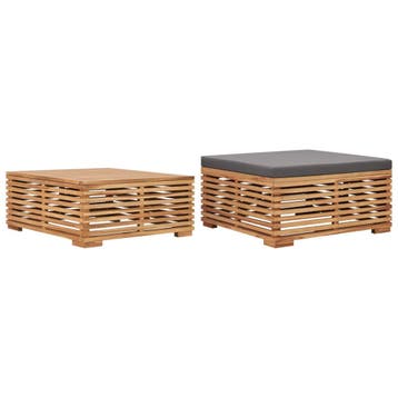 vidaXL Tuintafel en voetensteun met donkergrijs kussen, Tuin en Terras, Verzenden, Nieuw