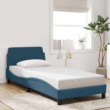 Blauw bedframe Dover 90x190 | 25% korting, retour deal, Huis en Inrichting, 90 cm, Eenpersoons, 190 cm of minder, Zo goed als nieuw