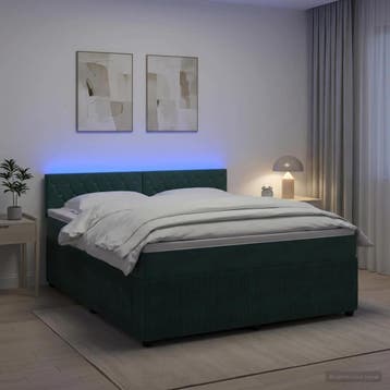 vidaXL Boxspringbed met matras Donkergroen 140 x 190 cm, Verzenden
