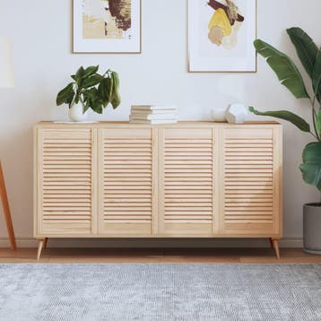 vidaXL Kastdeuren met lamellen 4 st 69x39,4 cm massief, Verzenden