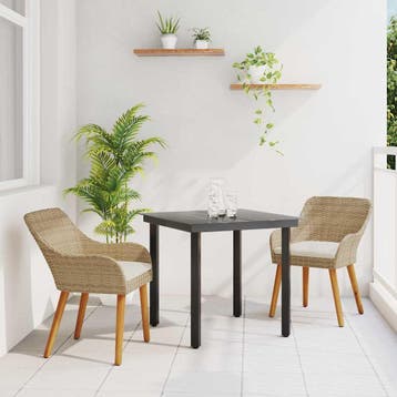 vidaXL Tuin Eettafel Set 3 st Beige poly rattan, Verzenden