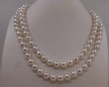 Collier Argent, Perles Akoya brillantes de 8,0 × 8,5 mm